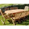 80cm x 1.5m-2.1m Teak Oval Extending Table with 6 Classic Folding Chairs & 2 Harrogate Recliners - 0
